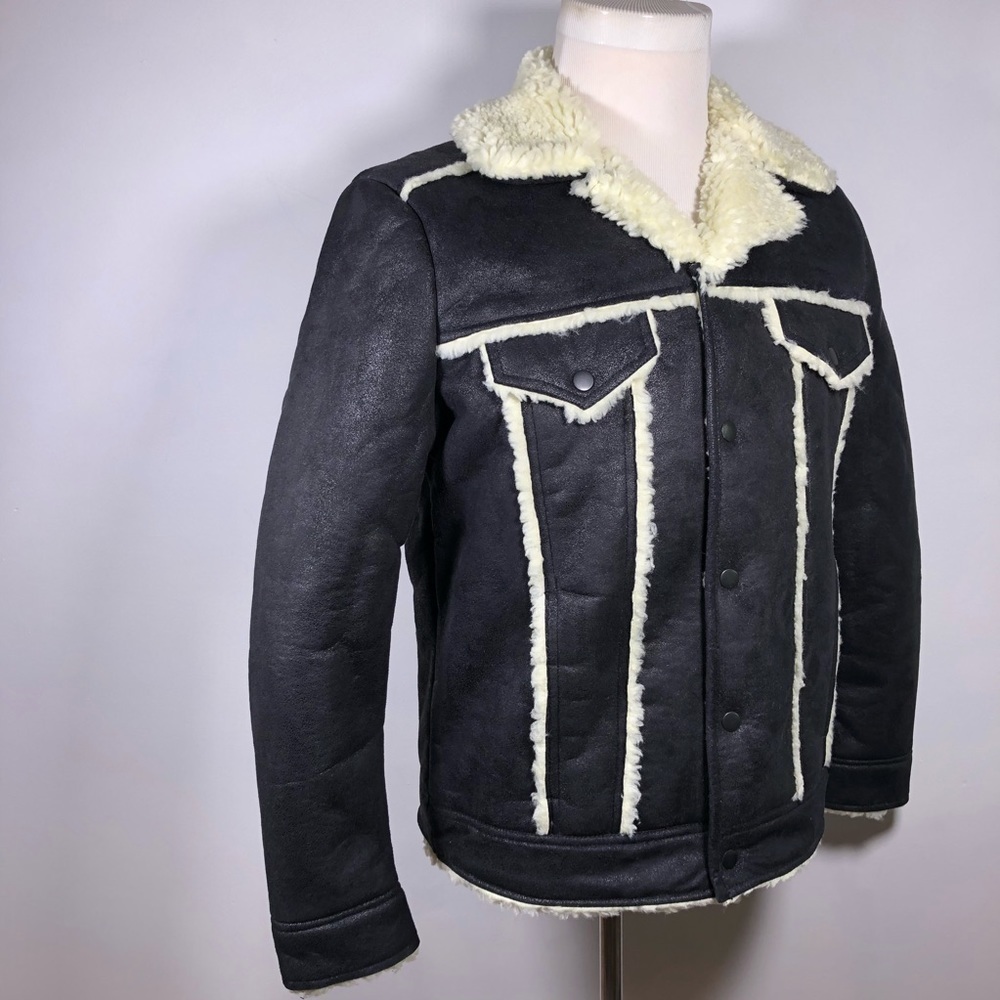 Asos Sherpa Lined and Trimmed Black Jacket - Picture 7 of 15